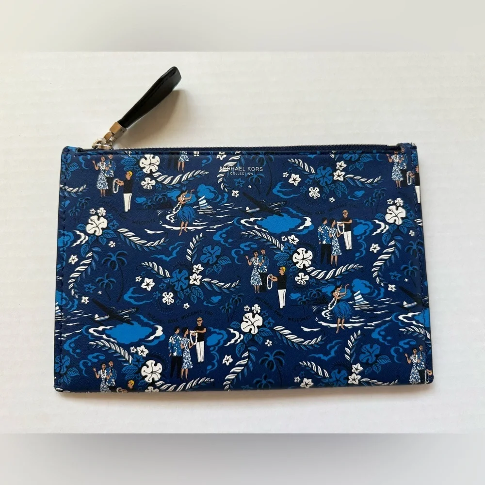 Michael Kors Prescott Tropical Welcome Print Leather pouch